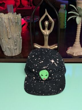 Ripndip Black Star-Speckle Cap with Green Alien Patch